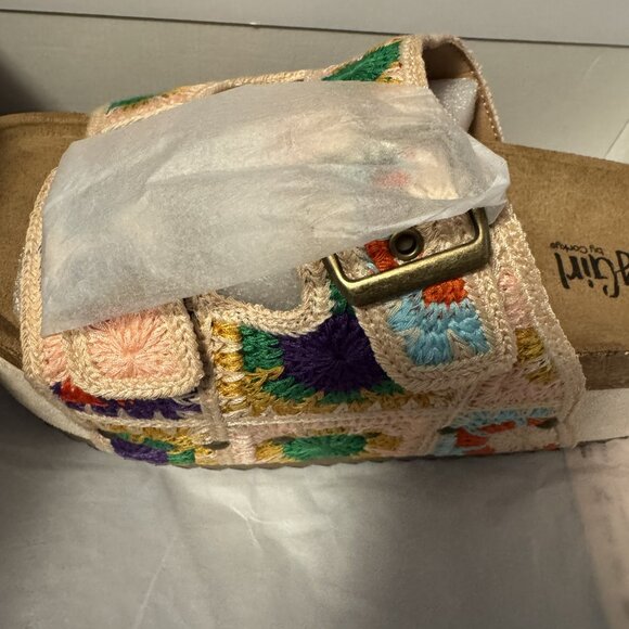 NWOT Hey Girl by Corkys "Wannabe" Platform Sandals in Multi Crochet - Picture 3 of 8